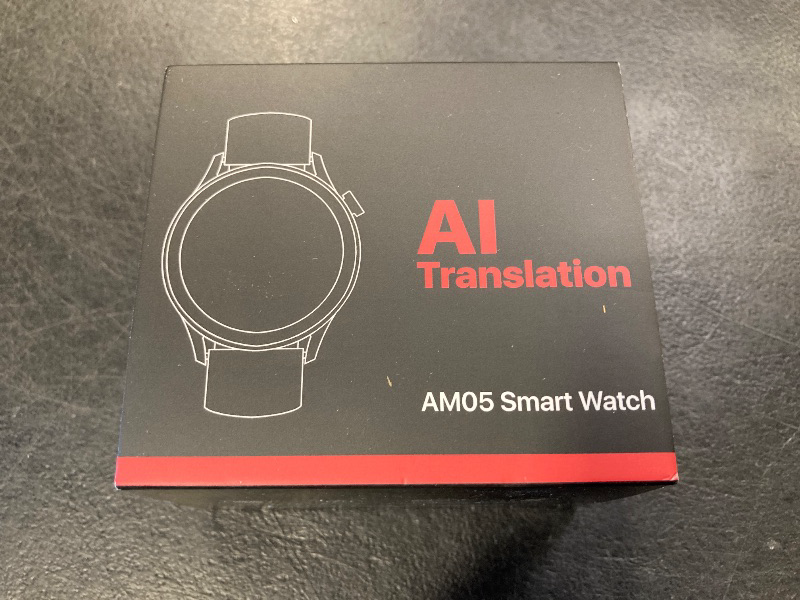 Photo 1 of AI Translator Watch, Language Translator Device, Heart Rate & Sleep Monitor, AMOLED Display, Titanium Alloy Waterproof, Multi-Sport Modes, Black