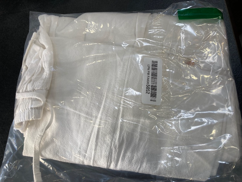 Photo 1 of Acelitt Womens Casual Linen Pants Lightweight Drawstring Elastic Waist Fall 2025 Beach Ankle Capri Pants Trousers White Medium