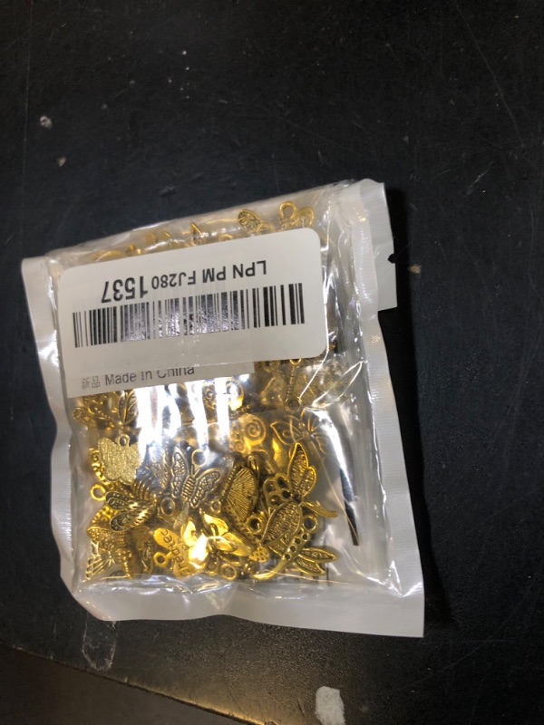 Photo 1 of 100pcs Craft Supplies Mixed Butterfly Dragonfly Bee insect Charms for Jewelry Making Crafting Findings Accessory For DIY Necklace Bracelet (Golden sn846)