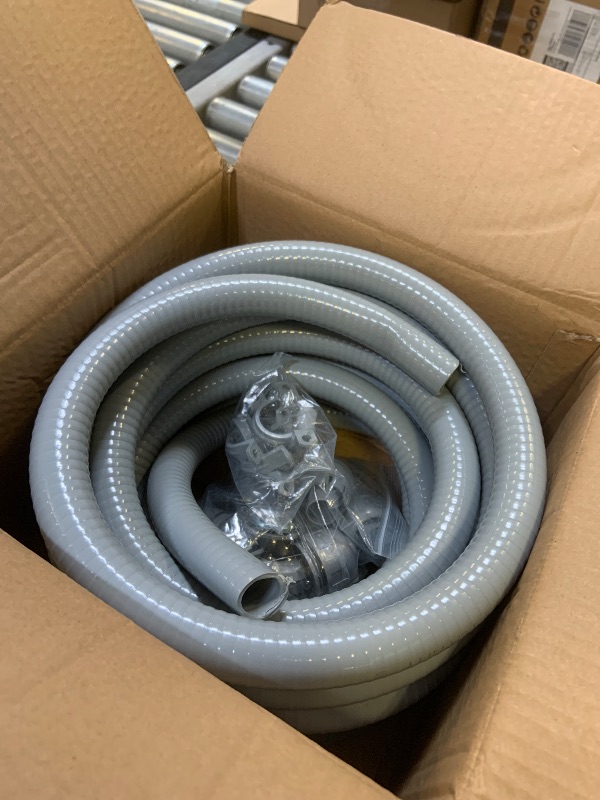 Photo 1 of (3/4" Dia * 25 Feet) Yariwiz Flexible Electrical Conduit Liquid Tight PVC Conduit Kit with 3 PCS Coupling, 3 PCS Elbow and 7 PCS Strap, Sealtight Seal Flex Liquidtight Wire Outdoor Non Metallic Grey