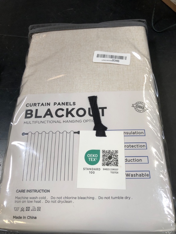 Photo 1 of 100% Blackout Shield Linen Blackout Curtains for Bedroom 84 Inches Long, Back Tab/Rod Pocket Living Room Drapes, Thermal Insulated Blackout Curtains 2 Panels Set, 50" W x 84" L, Cream