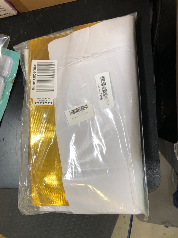 Photo 1 of 12'' X 48'' Gold Adhesive Heat Shield ReflectiveTape Wrap Roll Compatible Thermal Barrier Adhesive Backed Heat Sleeve Up To 2000 Degrees Fahrenheit with Car Intake Pipe, Engine Bay etc.