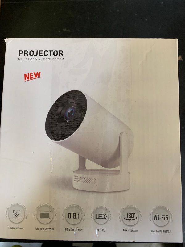 Photo 1 of ?Electric Focus?Mini Portable Projector with 4K Support, Bluetooth 5.4 WIFI6, 5watt Sound Base Speaker, 260 ANSI, Android 11, 210° Rotation , Auto Keystone Correction Video Projector HY300 PLUS