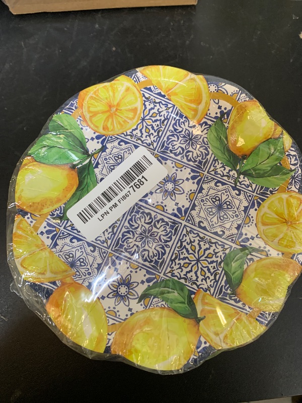 Photo 1 of 100 Pcs Capri Lemon Paper Plates Disposable Dessert Baby Bridal Shower Party Supplies Floral Dessert Plates Bulk Birthday Tea Party Serving Tray for Wedding Birthday