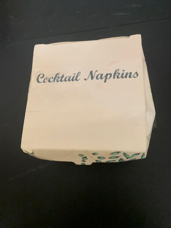 Photo 1 of 100 Pack Cocktail Napkins, 3-Ply Scalloped Edged Wedding Napkins Folded 5 x 5 Inches Dessert Napkins, Disposable Napkins for Dinner Birthday Party Bridal Anniversary Baby Shower Reception (Sage Green)