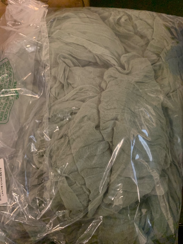 Photo 1 of 12 Pack Boho Gauze Table Runner - 35x72 Inch Rustic Cheese Cloth Long Table Runner for Wedding, Bridal Shower, Birthday Party Decor (Dusty Sage Green)