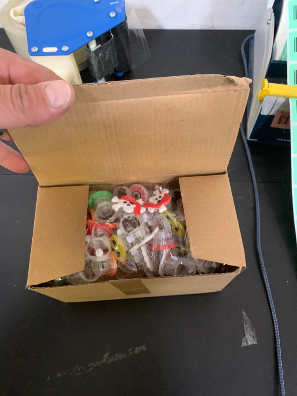 Photo 1 of 100 Pcs Halloween Party Favors for Kids, 40 LED Light Up Rings 10 LED Rotating Necklaces Glow In The Dark 50 Temporary Tattoos Halloween Toys Bulk Halloween Trick or Treat Toys Gifts Party Supplies