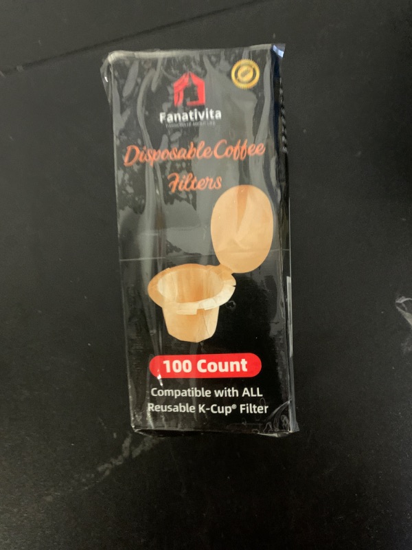Photo 1 of 100 Count Fanativita K Cup Filters Disposable with Genius Lid Design, Fit All Reusable K Cups for Keurig (Unbleached)