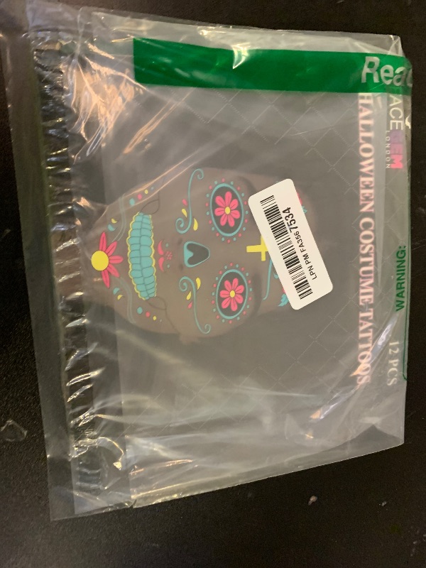 Photo 1 of 12 PCS Day of the Dead Costume Tattoos for Halloween - Temporary Sugar Skull Face Stickers for Makeup, Masquerade, Parties. Halloween tattoos, Face & Body Tattoos for Events. Day of the Dead Tattoos