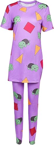 Photo 1 of Adult Outfit Turtle Pajamas Cosplay Costume Purple Shirt Pants Halloween Set - S