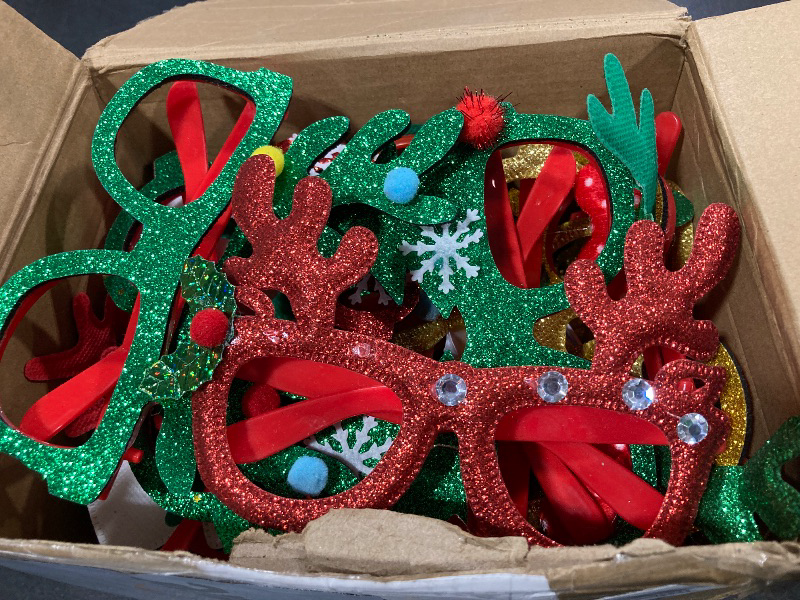 Photo 1 of 24PCS Christmas Glasses, Christmas Party Favors, Santa Glasses Frames for Xmas Decorations Accessories Supplies