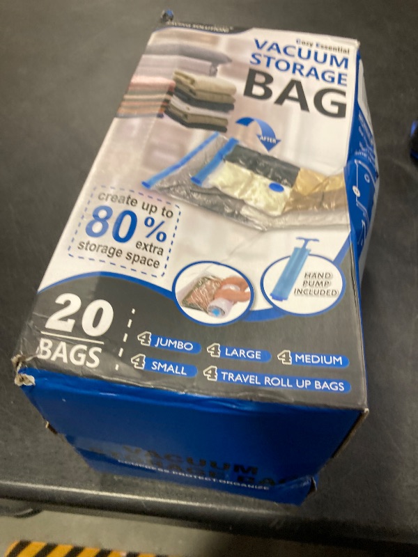 Photo 1 of 20 Pack Vacuum Storage Bags, Space Saver Bags (4 Jumbo/4 Large/4 Medium/4 Small/4 Roll) Compression for Comforters and Blankets, Sealer Clothes Storage, Hand Pump Included