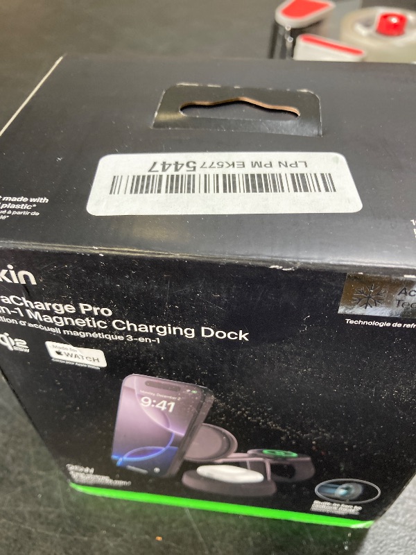 Photo 1 of Belkin MagSafe Charger Compatible, 3-in-1 Charging Station, Qi2.2 25W w/Cooling Fan (On/Off Control) Magnetic Wireless Charger for iPhone 17, Apple Watch, AirPods, Pixel 10 (45W Adapter Included)