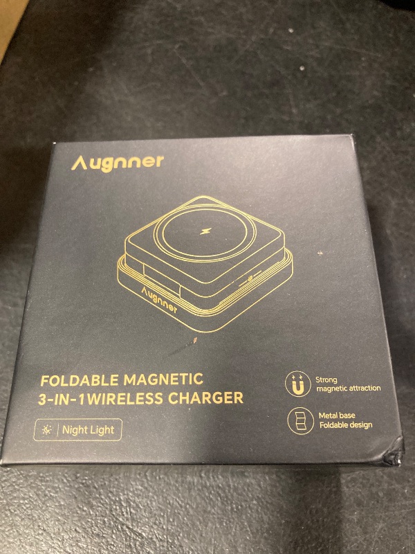 Photo 1 of ?2025 Upgraded?Wireless Charger 3 in 1, Foldable Wireless Charging Station with Night Light for Apple Mag Safe Charger, Travel Magnetic Charger Stand, Nightstand Fast 15W Charging Station (20W Adapter)