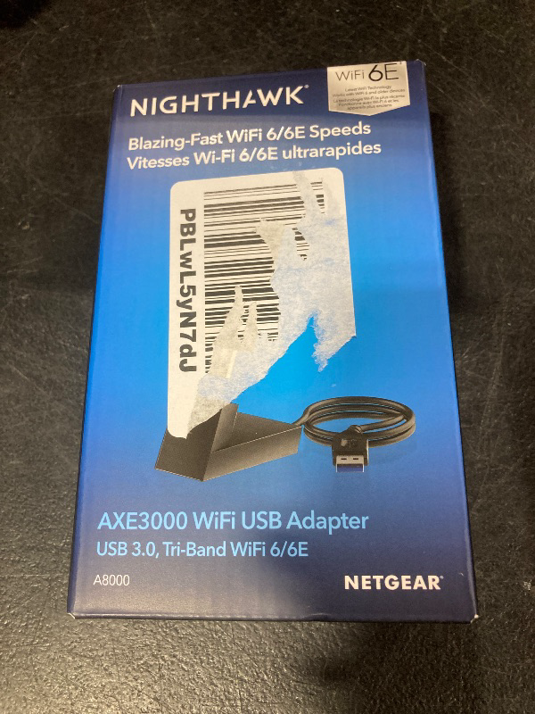Photo 1 of NETGEAR Nighthawk WiFi 6E USB 3.0 Adapter (A8000) - AXE3000 Tri-Band Wireless Gigabit Speed (Up to 3Gbps) - New 6GHz Band – Works with Any WiFi 6 or 6E Router Or Mesh System - for Windows PC