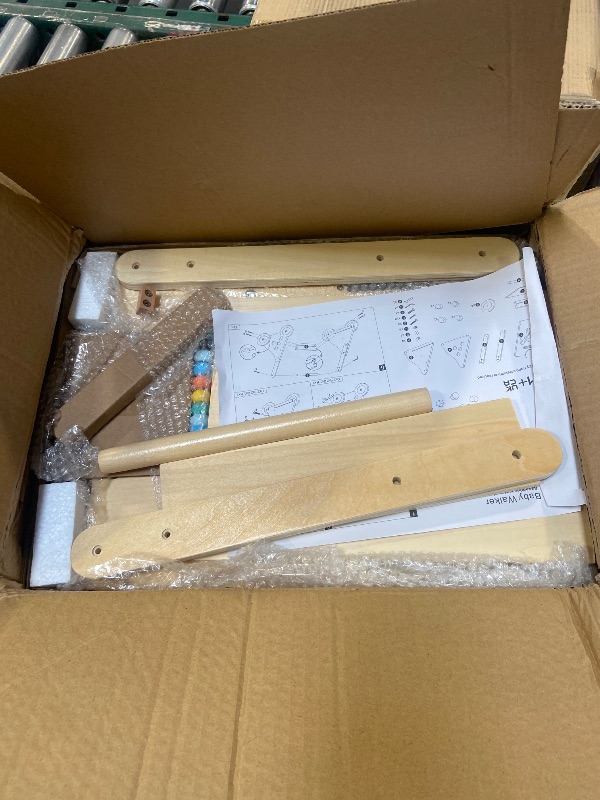 Photo 1 of 2025 HOMEKOL Wooden Baby Walker, Baby Walker, Adjustable Speed for Boys and Girls, Baby Activity Center, Birthday, Christmas and New Year's Gift, Log Color