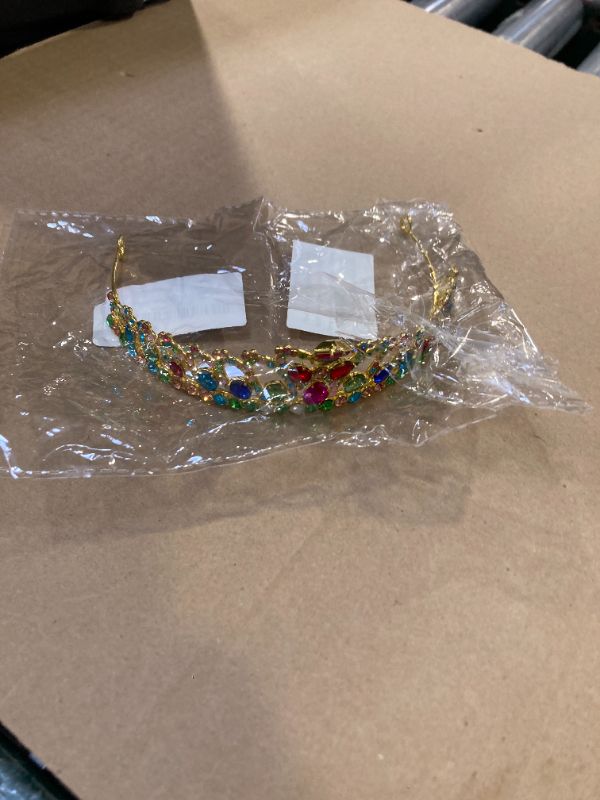 Photo 1 of Ahoney Princess Tiara Gold Crown Crystal Tiara Costume Hair Accessories for Women Girls Birthday Halloween Cosplay - Colorful