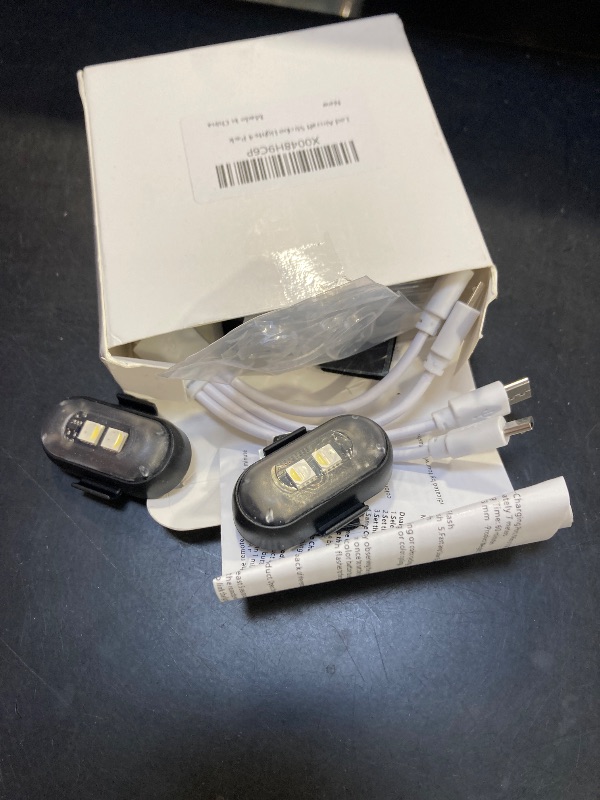 Photo 1 of 4PCS Wireless LED Strobe Lights with Remote Control, 8 Colors USB Charing Waterproof Anti-Collision Led Emergency Warning Lights for Car Motorcycle Drone Aircraft Bike