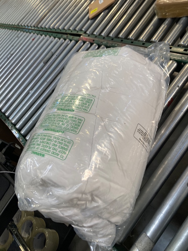 Photo 1 of BPC Organic Feather Down Comforter Oversized Queen, Fluffy Duvet Insert for All-Season with 100% Cotton Cover and Puffy Feather Down Filling, Ivory White, 98x98 Inches