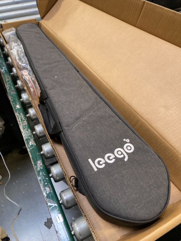 Photo 1 of Mini Travel Electric Guitar, Small Lightweight Headless Guitar for Practice, Portable Compact Solid Body Easy Assemble Stands with Gig Bag, Black