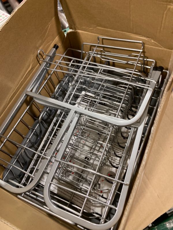 Photo 1 of 2 Tier Dish Drainers Drying Rack for Kitchen Counter Large Stainless Steel Dishes Drain with Drainboard, Space Saving, Big Modern Silver Countertop Metal Plates Dryer Strainer Holder and Extra Tray