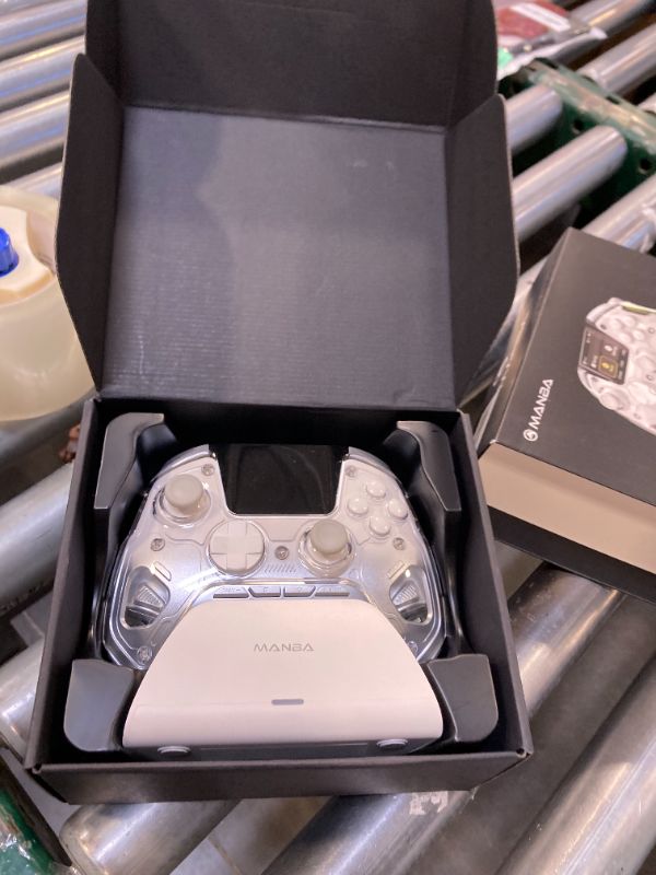 Photo 1 of ManbaOne Interactive Screen Wireless Gaming Controller for PC/Switch/Switch 2/iOS/Android,Hall Effect Stick & Trigger,RGB Lighting,Remappable Buttons,1800mAh with Charging Dock (White)