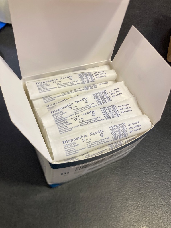 Photo 1 of 30 Gauge 1 Inch Needle: 100 Pcs Luer Lock Needles - Individually Sealed Packages (30G)