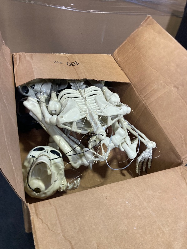 Photo 1 of 2 Pack 39.3 Inches 150 LED Light Up Skeleton Full Body, Posable & Movable Jonints Halloween Skeleton Decor, Battery Powered & Well Made Plastic Skeletons with Light Up Eyes