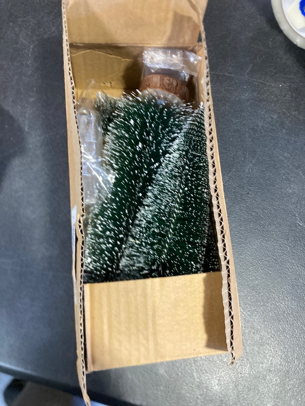 Photo 1 of 4PCS Mini Christmas Tree with Lights, Bottle Brush Trees, Christmas Table Decorations, Small Christmas Village Trees for Xmas Holiday Party Home Craft (Lighted)