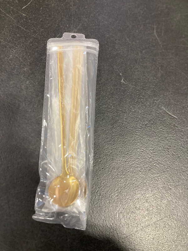 Photo 1 of 4 PCS 6.7 Inches Coffee/ Tea Spoons Long Handle, Gold, Ice Tea, Espresso Stainless Steel Long Spoons for Stirring