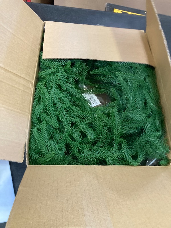 View 2 of 12 FT (2 * 6FT) Norfolk Pine Garland Artificial, Realistic Christmas Greenery for Mantle Table Wall, Real Touch Winter Pine Garland for Christmas Indoor Outdoor Decor (80 Branches)