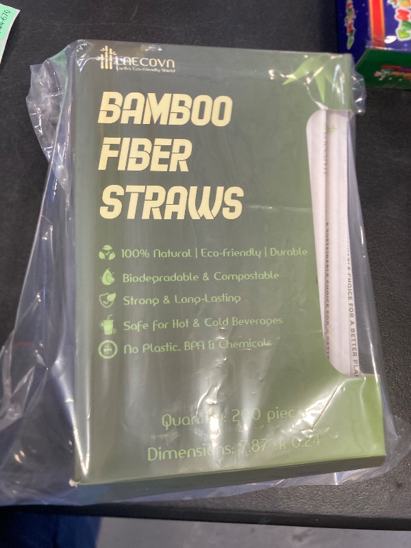 Photo 1 of 200 Count 7.8" Bamboo Straws Disposable – Natural Bamboo, Compostable & Biodegradable Straws Drinking for Smoothies, Boba, Cocktails, Hot & Cold Beverages.