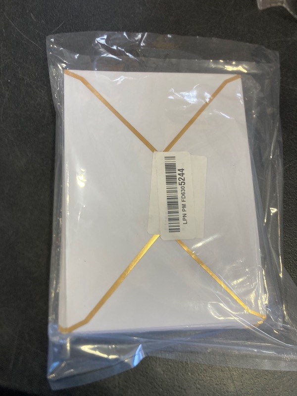 Photo 1 of 50 PCS White Envelopes 5x7 Invitation Envelopes A7 Size V-Flap Mailing Card Envelopes Quick Seal Envelopes with Gold Border for 5x7 Cards, Birthday, Weddings, Graduations, Greeting Cards