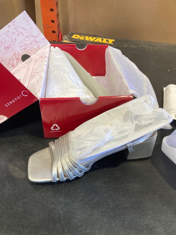 Photo 1 of Journee Womens Strappy Buckle Sling Back Covered Block Heel Open Square Toe Shayana Comfort Foam Sandals , 6.5