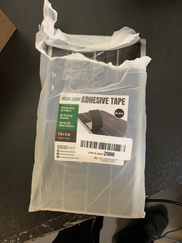 Photo 1 of (1x4 Inch, 16 Sets) Strips with Adhesive for Fabric, No Sew Stick On for Fabric, Sticky Back for Clothes, Curtains - Heavy Duty Double Sided Hook and Loop Hem Tape Fasteners, No Sewing No Iron, Black