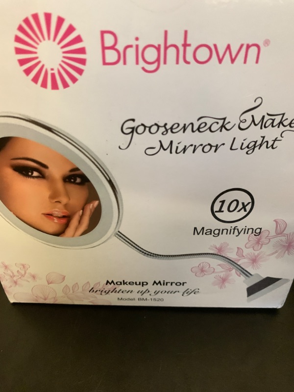 Photo 1 of 10x Magnifying Mirror with Light, Flexible Gooseneck Make up Mirror with Lights and Magnification, Battery Operated Cordless with Suction Cups for Wall Bathroom