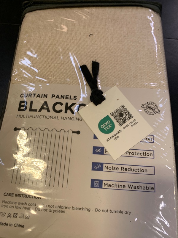 Photo 1 of 100% Blackout Shield Linen Blackout Curtains for Bedroom 84 Inches Long, Back Tab/Rod Pocket Living Room Drapes, Thermal Insulated Blackout Curtains 2 Panels Set, 50" W x 84" L, Cream