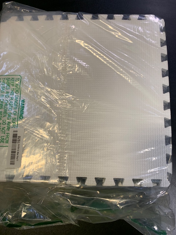 Photo 1 of 12 Pcs Kids Foam Interlocking Carpet Tiles with Border, Thick Carpet Squares Plush Floor Playmats Baby Crawling Rug - 49" x 37",Grey (Grey, 12 Tiles)