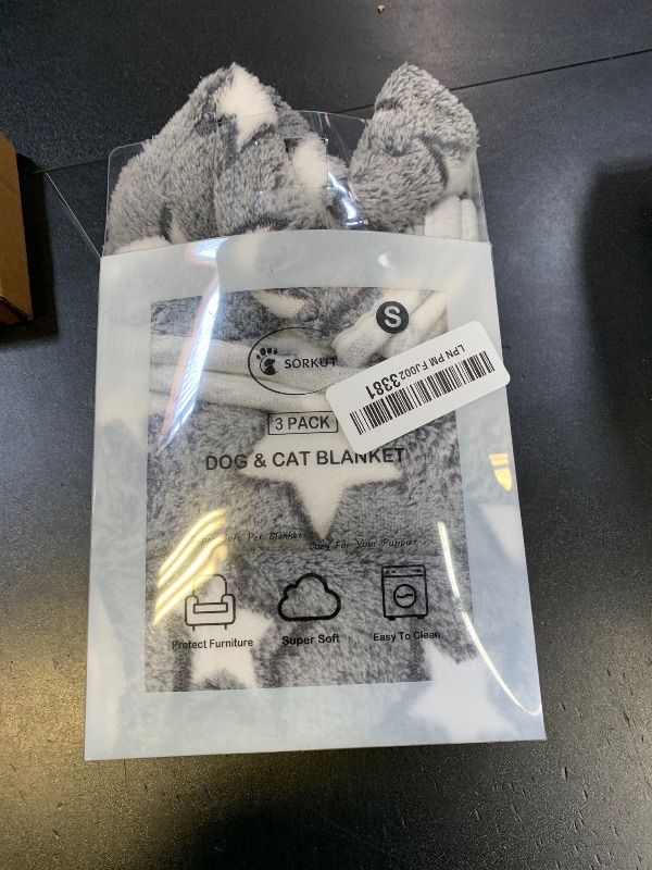Photo 1 of 1 Pack 3 Puppy Blankets Cat Dog Blankets Super Soft Warm Sleep Mat Grey Star Cute Print Blanket Fluffy Fleece Pet Blanket Flannel Throw for Small Dogs Puppy Dogs Cats Small(23"x15")
