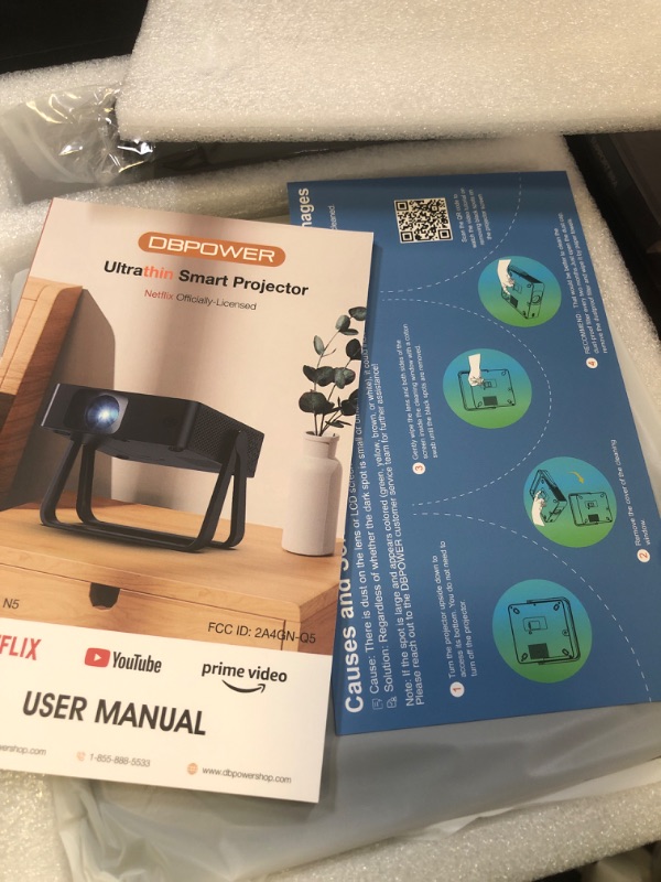 Photo 1 of [Ultra-Slim 1.97"| Netflix Licensed | AI Auto Focus | 360° Stand] Smart Mini Projector with WiFi 6 & Bluetooth, Built-in Netflix/YouTube/Disney+/Hulu, DBPOWER N5 Movie Projector for Bedroom (Black)