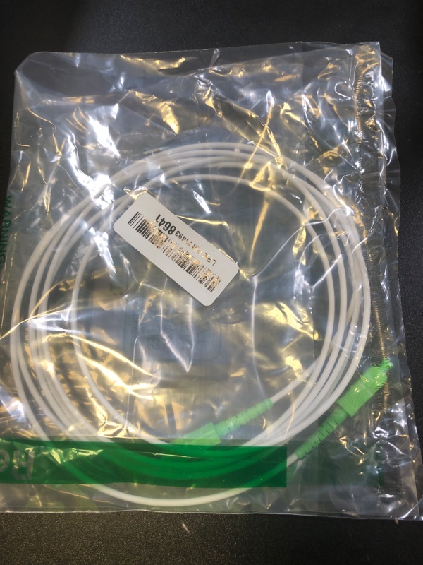 Photo 1 of 10FT SC/APC to SC/APC Fiber Optic Cable, Armored Single Mode Patch Cord for High-Speed Internet (9/125?m, OS1/OS2 Compatible, LSZH White)