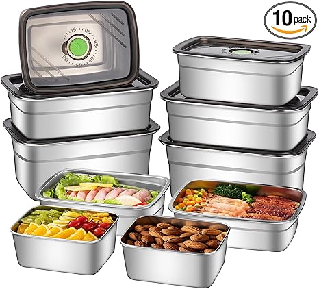 Photo 1 of 10- Piece Stanless Steel Food Storage Containers Set