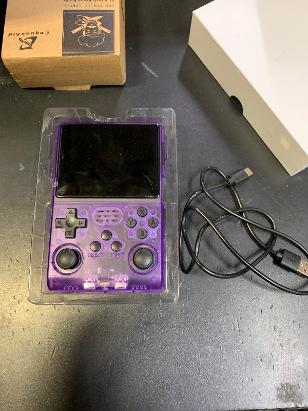 Photo 1 of ?30000 in 1? R40S Pro Retro Handheld Game Console, Video Game Console, 3.5 inch IPS Screen, More Than 20 Emulator, 256G TF Card (Purple)