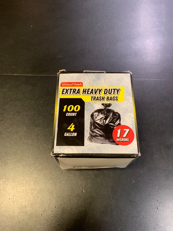 Photo 1 of 100 Count 17 Micron Extra Heavy Duty 4 Gallon Trash Bags, Sturdy & Tear-Resistant Small Trash Bags for Bathroom & Kitchen