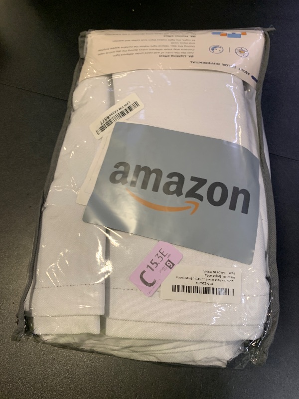 Photo 1 of 100% Blackout Shield Linen Blackout Curtains for Bedroom 84 Inches Long, Back Tab/Rod Pocket Living Room Drapes, Thermal Insulated Blackout Curtains 2 Panels Set, 50" W x 84" L, Bright White