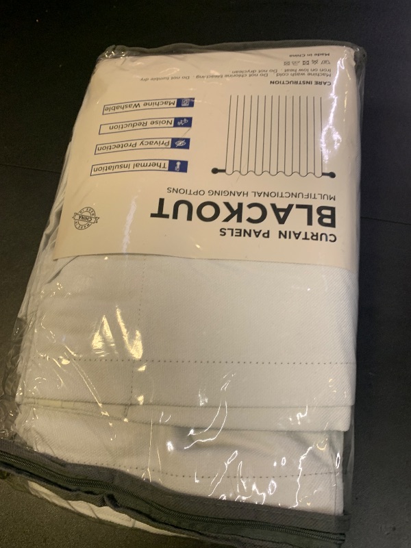 Photo 1 of 100% Blackout Shield Linen Blackout Curtains for Bedroom 84 Inches Long, Back Tab/Rod Pocket Living Room Drapes, Thermal Insulated Blackout Curtains 2 Panels Set, 50" W x 84" L, Bright White