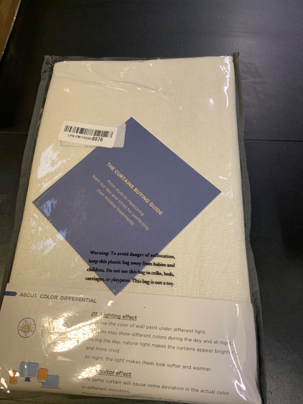 Photo 1 of 100% Blackout Shield Linen Blackout Curtains for Bedroom 84 Inches Long, Back Tab/Rod Pocket Living Room Drapes, Thermal Insulated Blackout Curtains 2 Panels Set, 50" W x 84" L, Light Cream