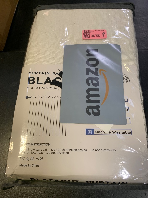 Photo 1 of 100% Blackout Shield Linen Blackout Curtains for Bedroom 84 Inches Long, Back Tab/Rod Pocket Living Room Drapes, Thermal Insulated Blackout Curtains 2 Panels Set, 50" W x 84" L, Light Cream