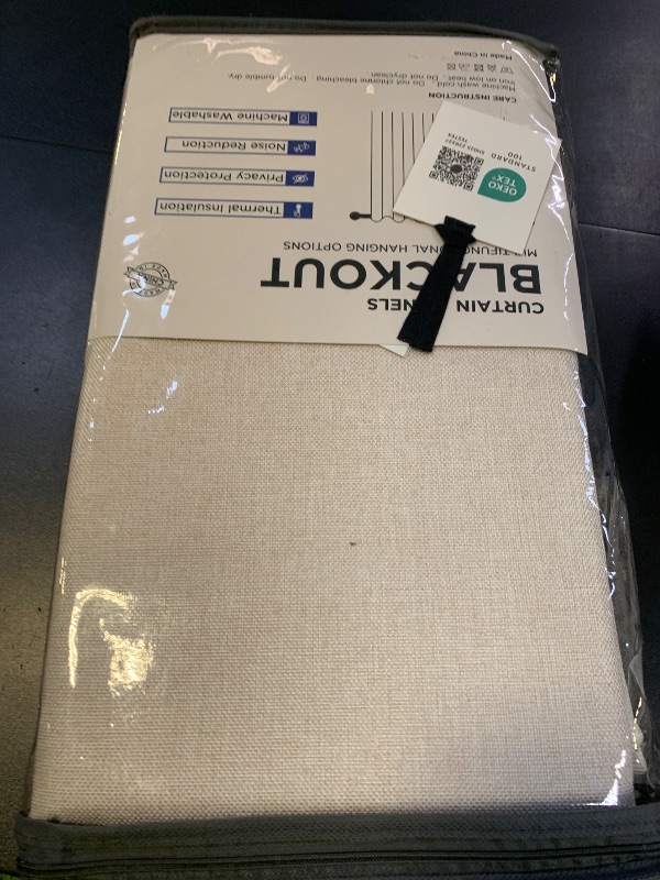 Photo 1 of 100% Blackout Shield Linen Blackout Curtains for Bedroom 108 Inches Long, Back Tab/Rod Pocket Living Room Drapes, Thermal Insulated Blackout Curtains 2 Panels Set, 50" W x 108" L,Cream