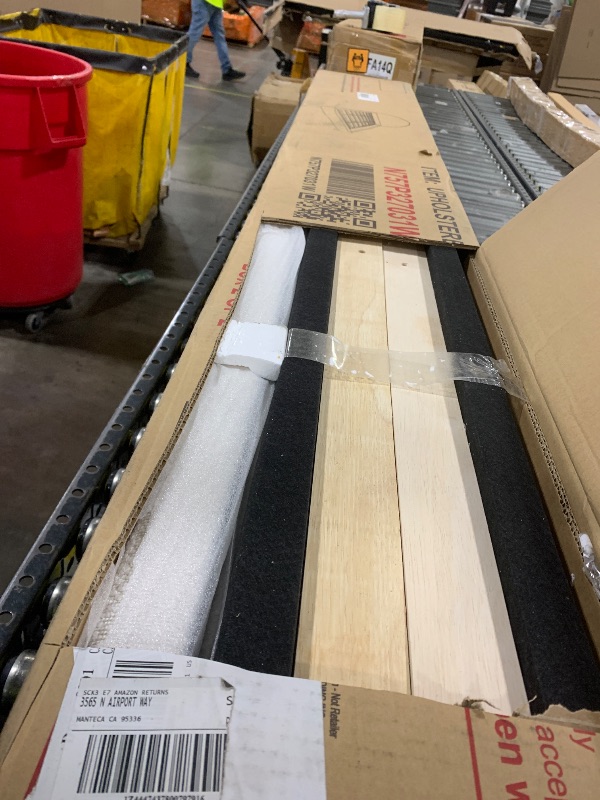 Photo 1 of *partial set* Merax King Size Bed Frame, Elegant Boucle Upholstered Platform Bed with Round Curved Headboard for Bedroom, Solid Wood Slats Support, No Box Spring Needed, Easy Assembly, White ONLY BOX 2 OF 2